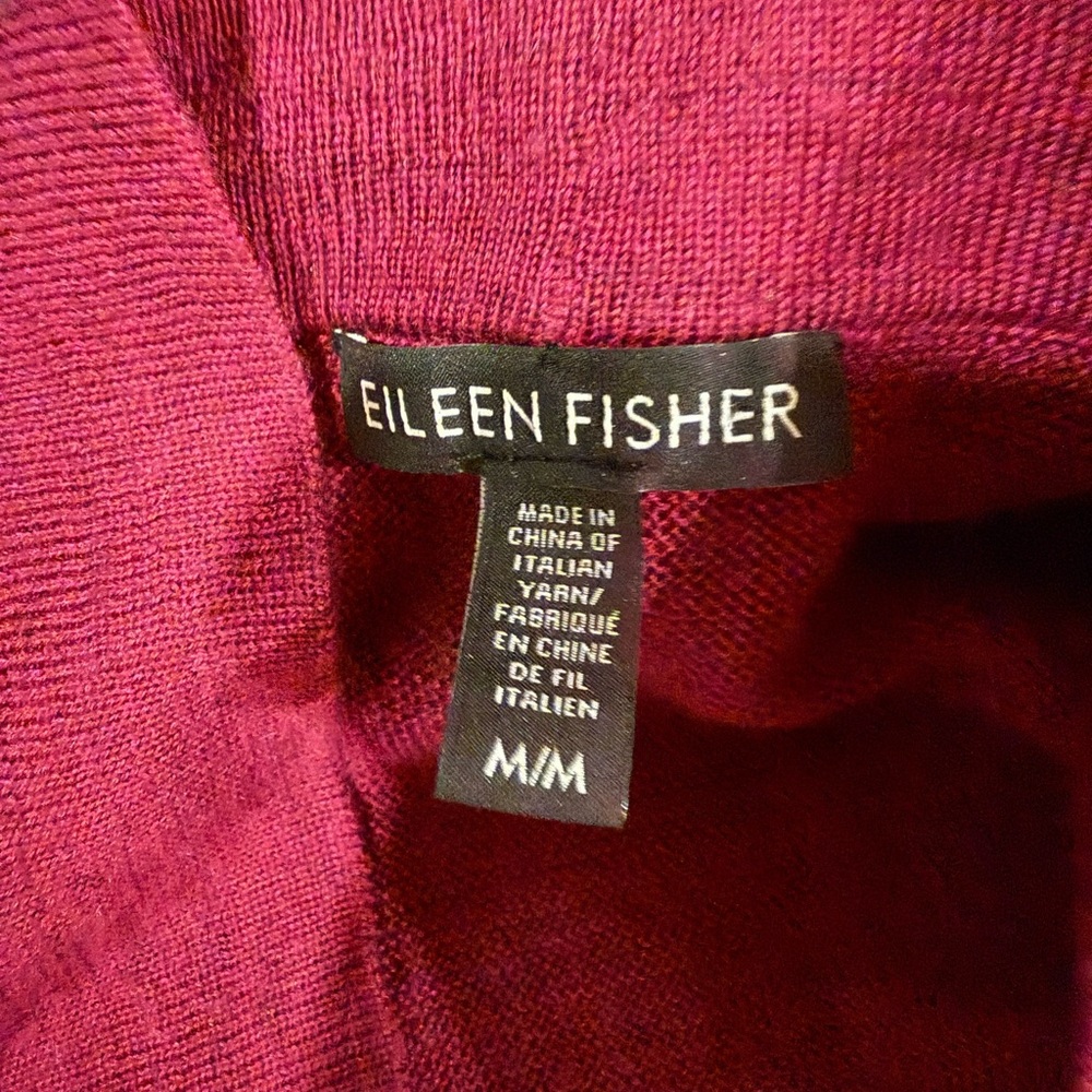🔥Eileen Fisher Open-Front Burgundy Cardigan Sweater Women’s Size M EC🔥 - Picture 4 of 6